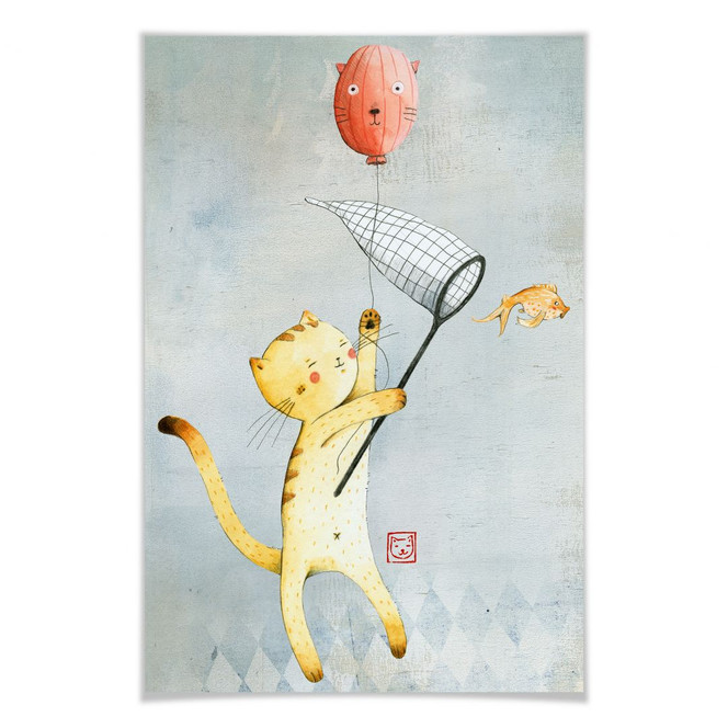 Poster Loske - Katze mit Ballon
