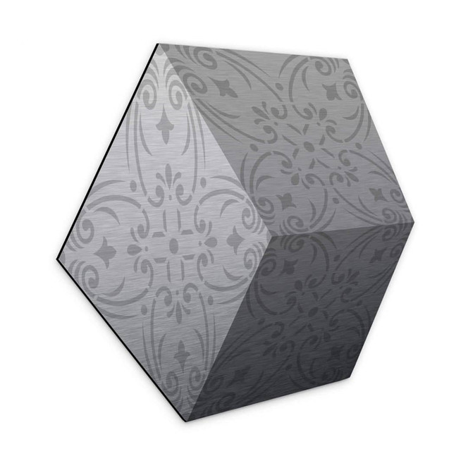3D Hexagon - Alu-Dibond Silber Muster