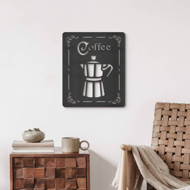 Deko-Schild Coffee - Espresso Kaffeekanne - MDF