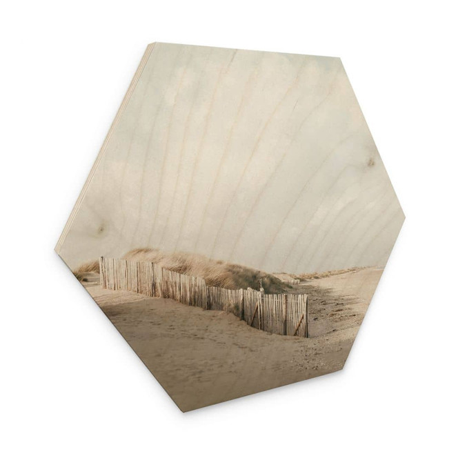 Hexagon Holzbild Dünenlandschaft an der Nordsee - Annie