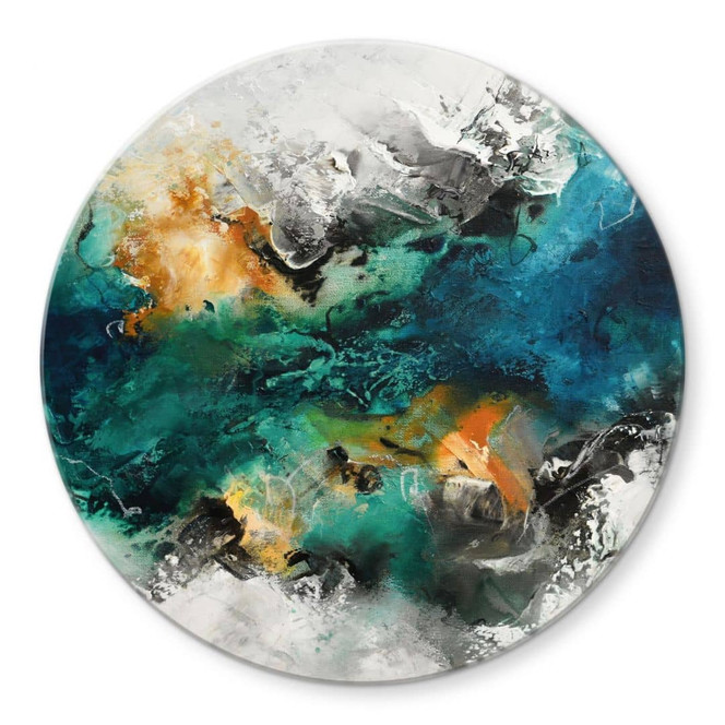 Glasbild Farbnebel abstrakt - Fedrau - Rund