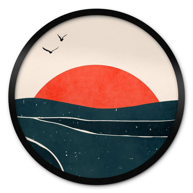 Poster Sonnenuntergang am Meer mit Tauben - Kubistika - Rund