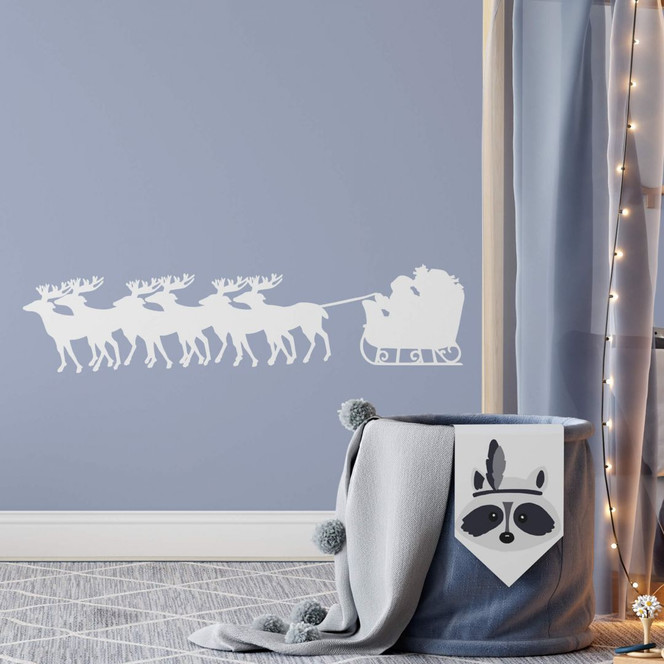 Wandtattoo Rentier-Schlitten