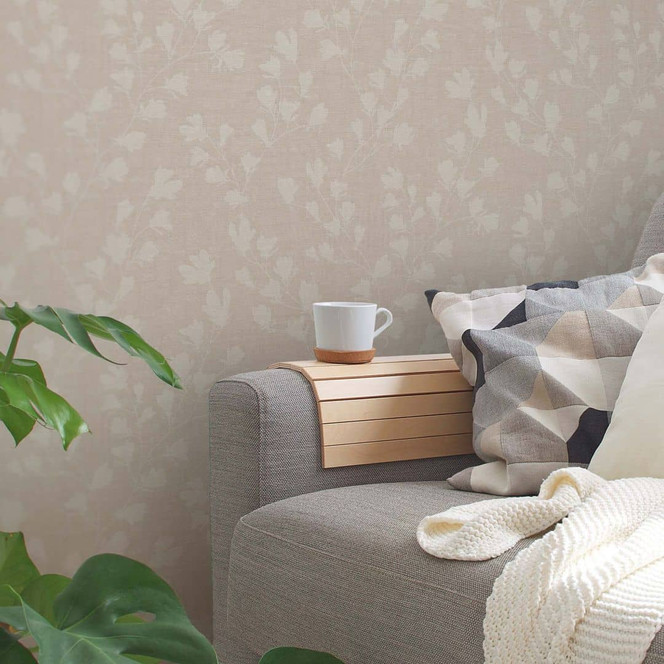 Blatt Tapete Beige modern - florale Blätter Vliestapete Blumen