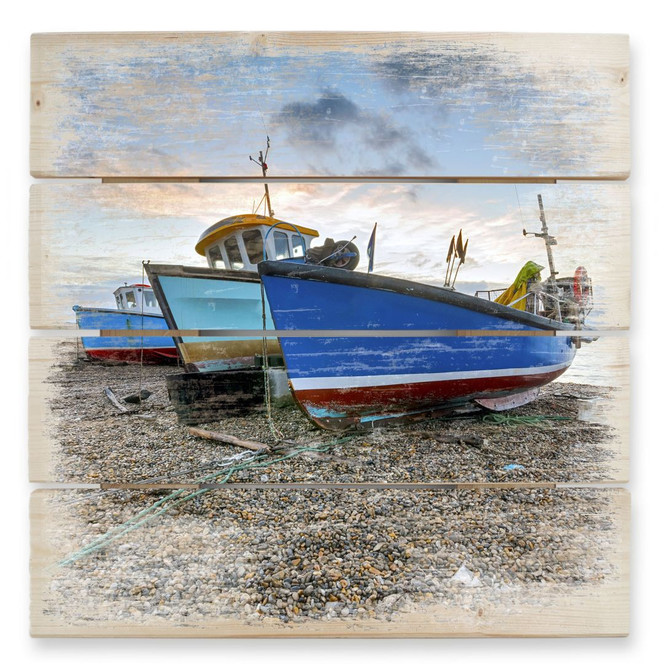 Holzbild Fischereiboote - 40 x 41.5 cm