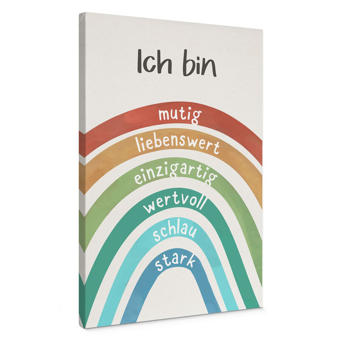 Leinwandbild mit Regenbogen - positive Sprüche fürs Kinderzimmer