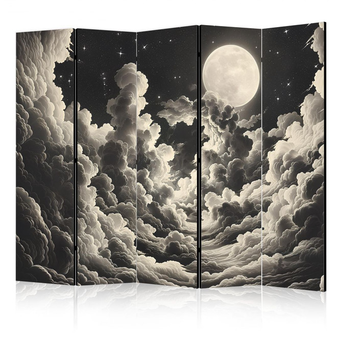 Paravent, Raumteiler freistehend, Trennwand - The Moon and Stars Singing Amongst Great Clouds, 5-teilig - 225 x 172 cm