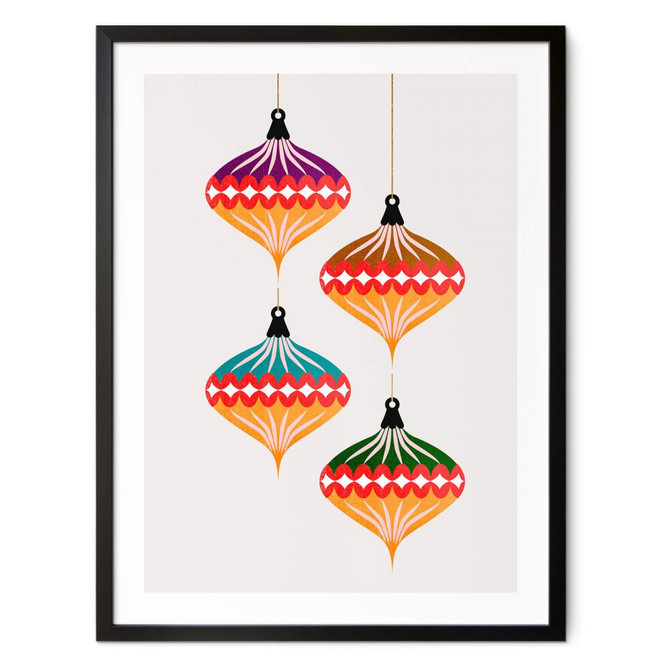 Poster Kubistika - Weihnachtskugeln Retro