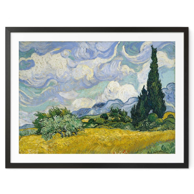 Poster van Gogh - Weizenfeld mit Zypressen