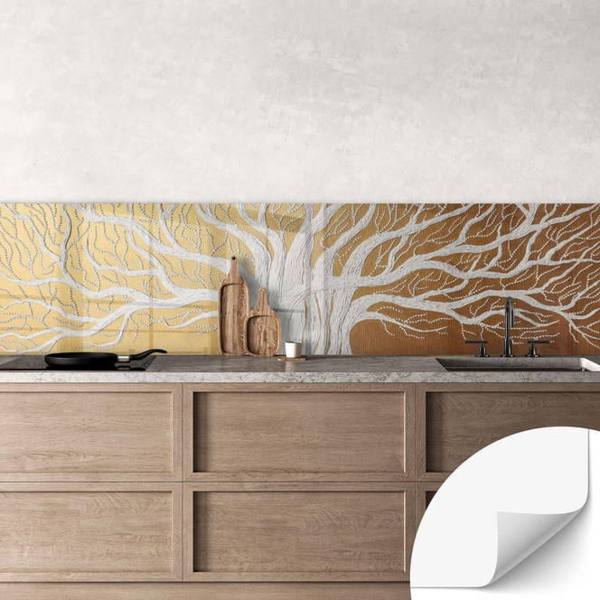 Selbstklebende Küchenrückwand Weisser Lebensbaum abstrakt - Grande
