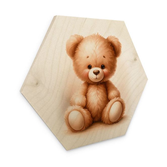 Hexagon Holzbild Kleiner Teddybär - Magnusson