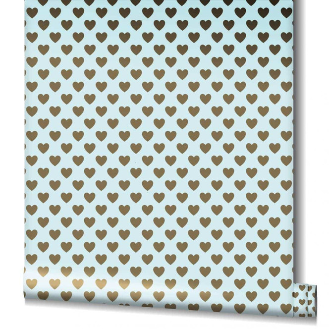 Vliestapete Herzen Grafisch Romantisch, Modern in Blau für Schlafzimmer