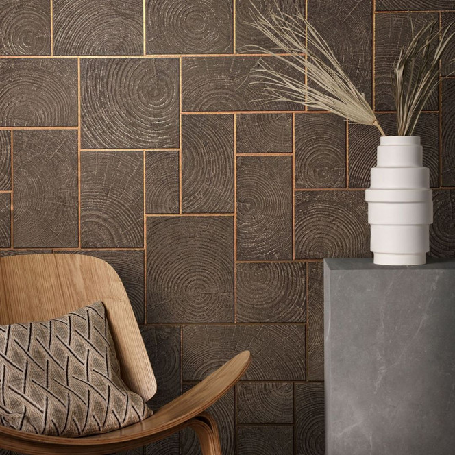 Vliestapete in Holz und Kacheloptik braun Grafisch