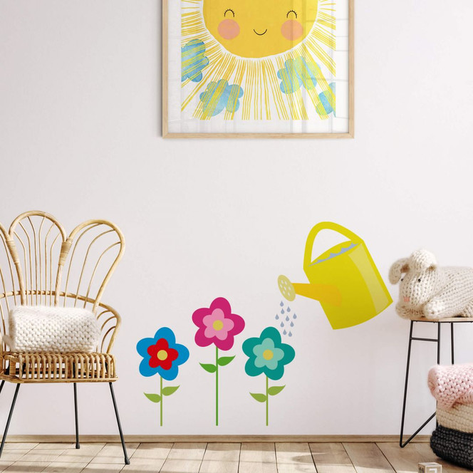 Wandtattoo Giessskanne mit Blumen