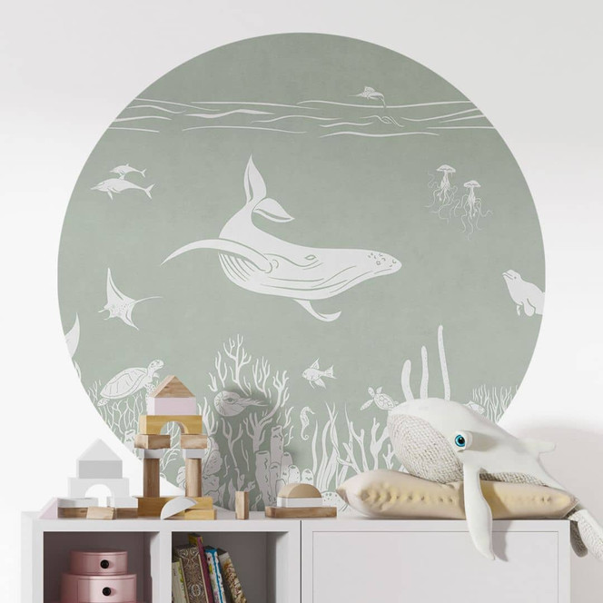 Wandtattoo Korallenriff und Meerestiere - Eine Reise ins Grüne - Kikki Belle - Rund