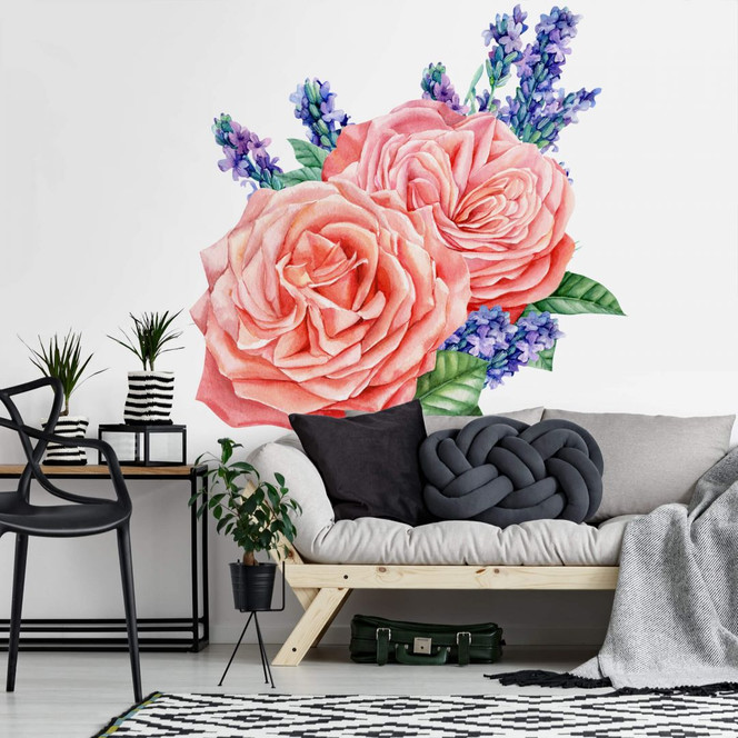 Wandtattoo Rosen Harmonie rosé XXL