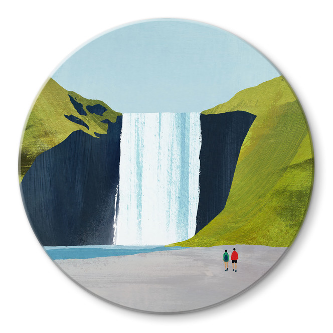 Glasbild Wasserfall in den Bergen - Rivers - Rund
