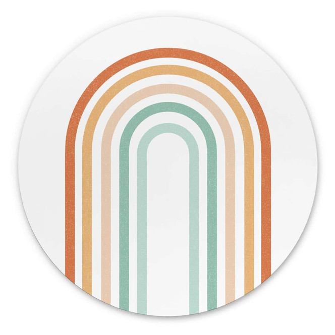 Kinderzimmer Wandbild Regenbogen Boho - Alu-Dibond Rund