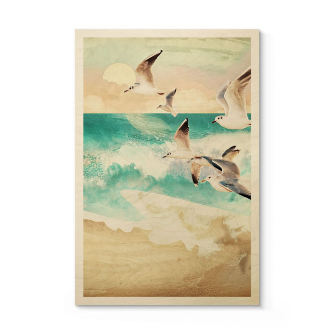 Holzbild Möwen am Strand - SpaceFrog Designs