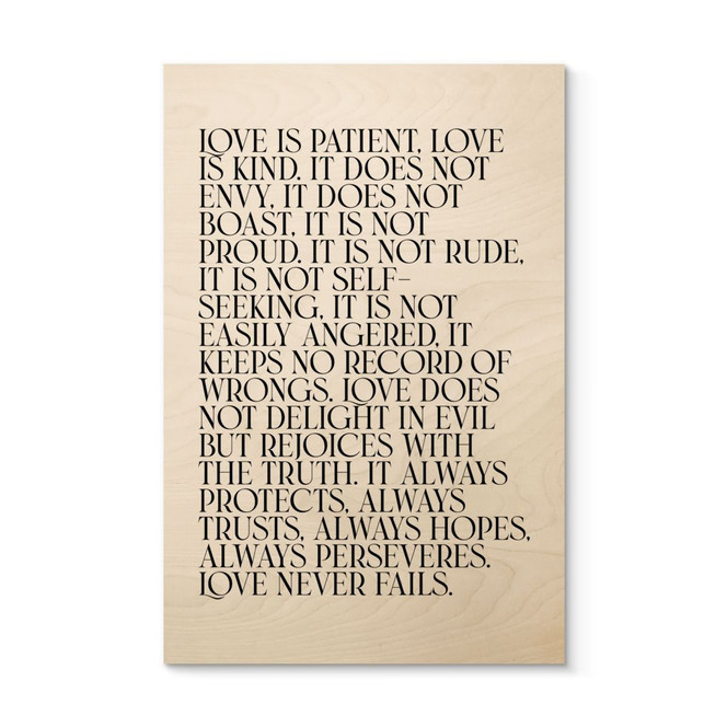 Holzbild Love is - Liebe ist geduldig - KsanaKalpa