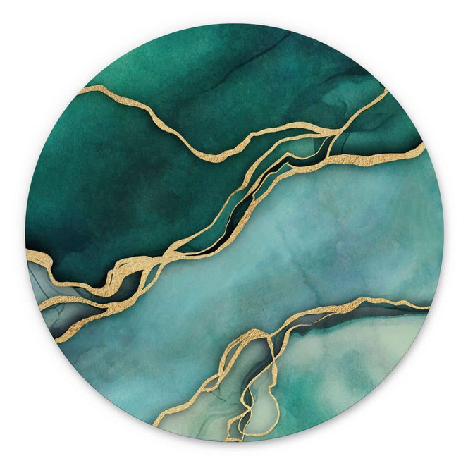 Wandbild Marmor in Gold-grün - Haase - Alu-Dibond - Rund