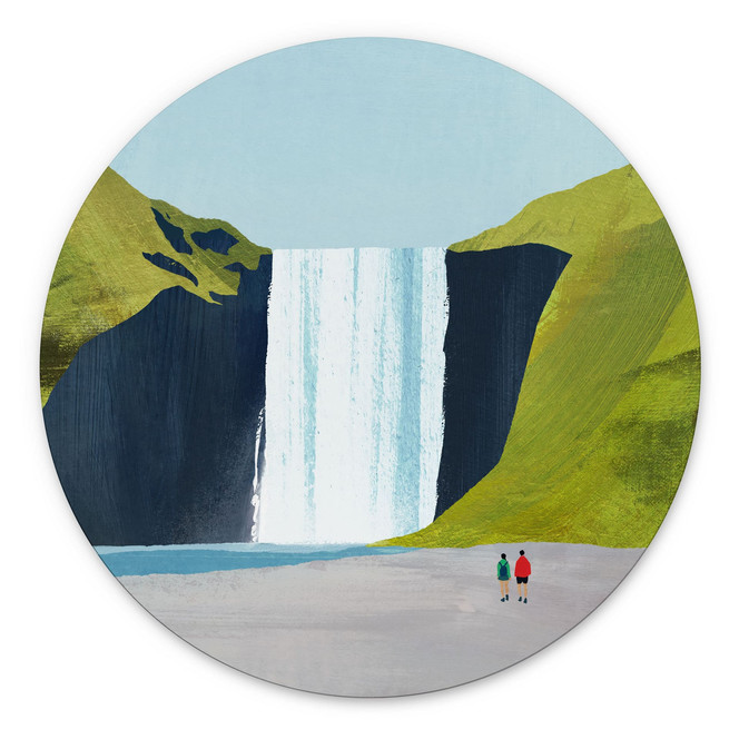 Wandbild Wasserfall in den Bergen - Rivers - Alu-Dibond Rund