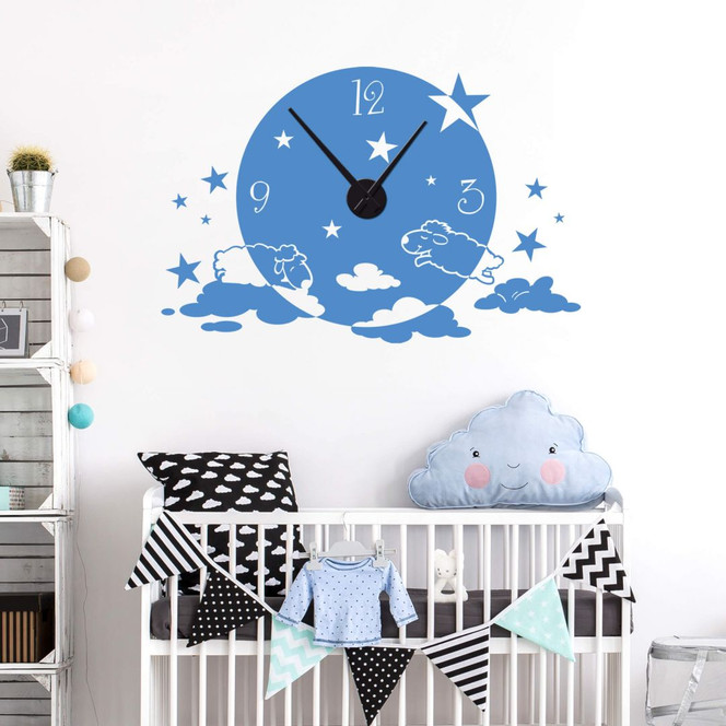 Wandtattoo + Uhr Wolkenschaf Wanduhr