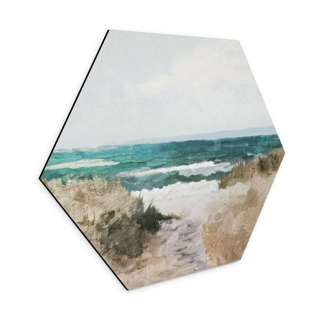 Hexagon Wandbild Dünenweg zum Strand - Hobday - Alu-Dibond