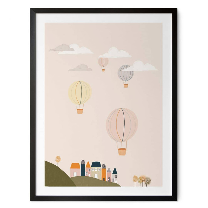 Kinderposter Bunte Heissluftballons am Himmel - Lisboa