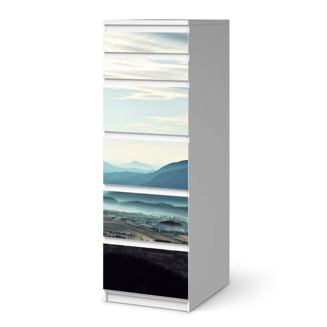 Klebefolie IKEA Malm Kommode 6 Schubladen (schmal) - Fog Village- Bild 1
