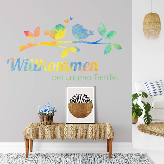 Wandtattoo Aquarell - Willkommen bei unserer Familie