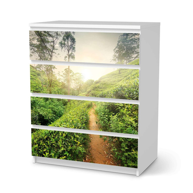 Folie IKEA Malm Kommode 4 Schubladen - Green Tea Fields- Bild 1