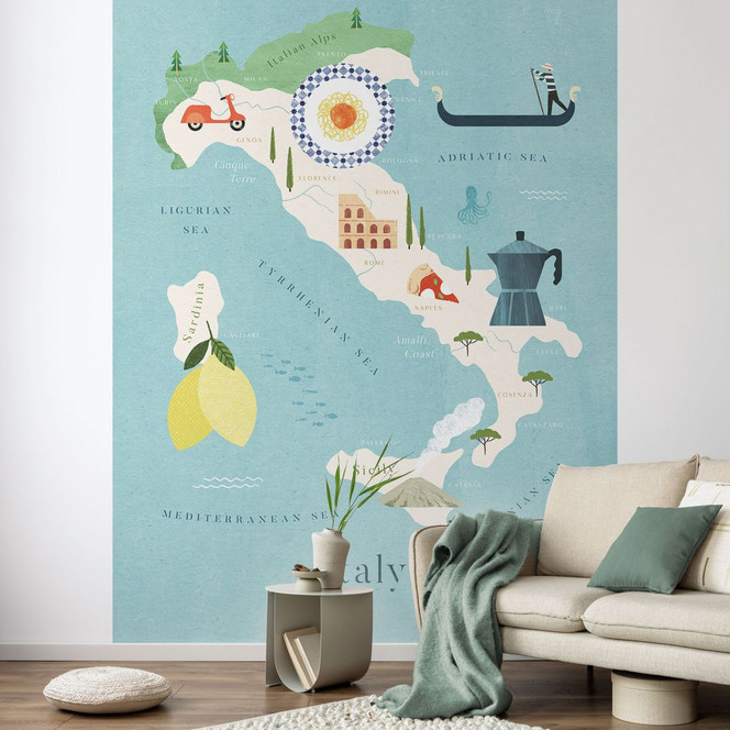 Fototapete Karte von Italien - Reisetapete - Rivers