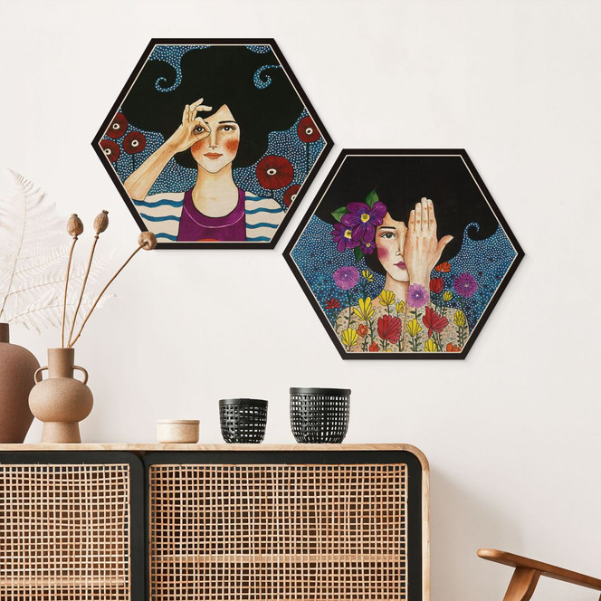 Hexagon - Holz Birke-Furnier - Hülya - Augenblicke (2-teilig) - Bild 1