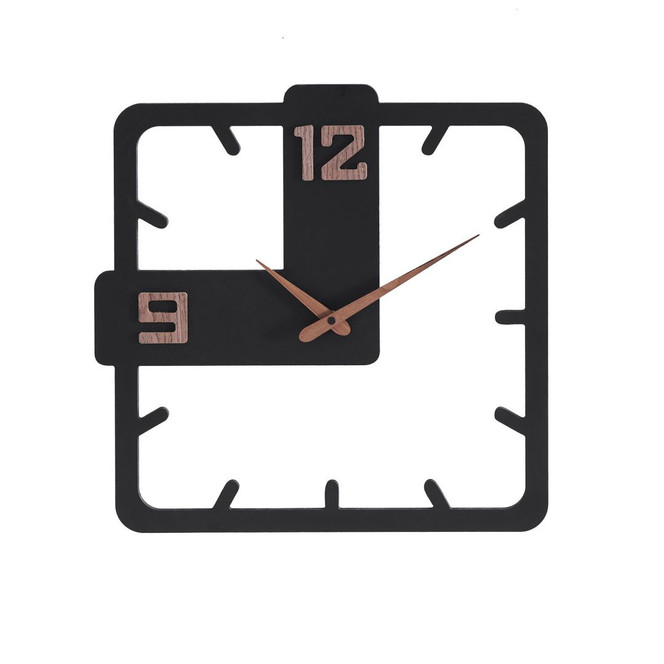 Holz-Wanduhr | MDF | mattschwarz, quadratisch, 40 x 40 cm