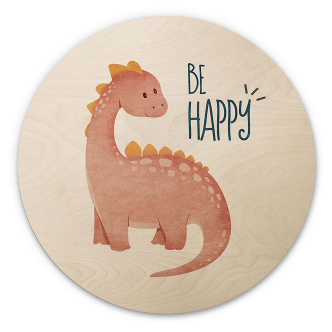 Holzbild Dino Be Happy - Brachiosaurus - Tunaboylu - Rund
