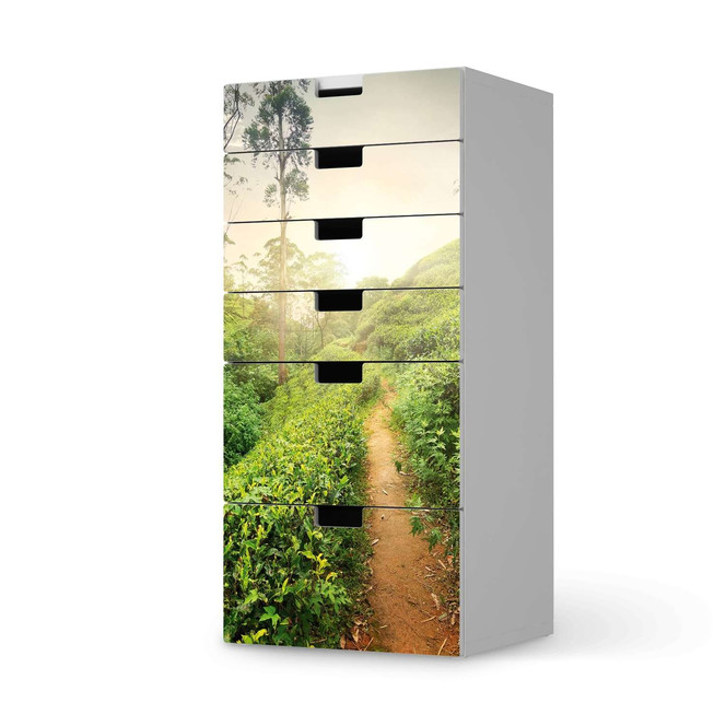 Klebefolie IKEA Stuva / Malad Kommode - 6 Schubladen - Green Tea Fields- Bild 1