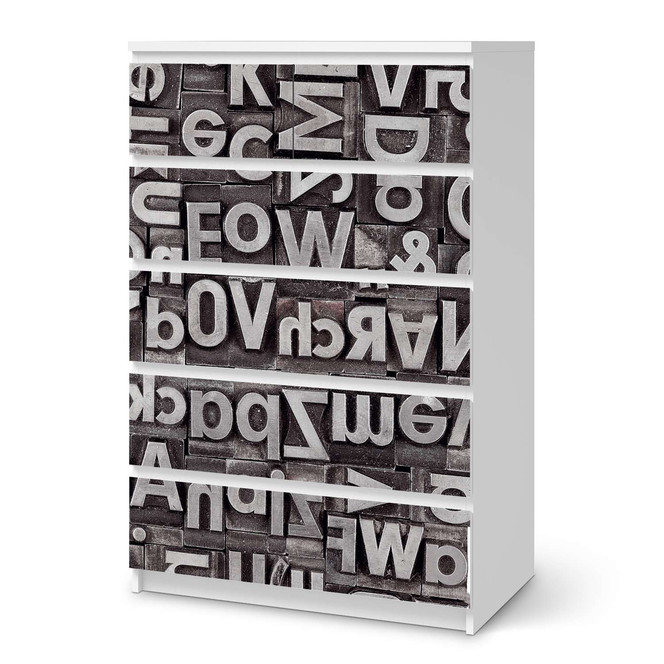 Möbel Klebefolie IKEA Malm Kommode 6 Schubladen (hoch) - Alphabet- Bild 1