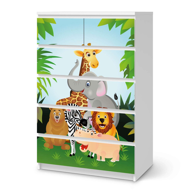 Möbel Klebefolie IKEA Malm Kommode 6 Schubladen (hoch) - Wild Animals- Bild 1