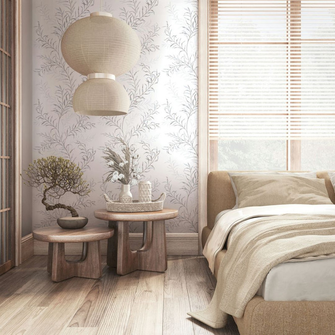 Vliestapete Blätter Floral Natur matt in Weiss Blau