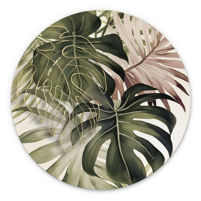 Wandbild Tropische Blätter Boho - Haase - Alu-Dibond - Rund
