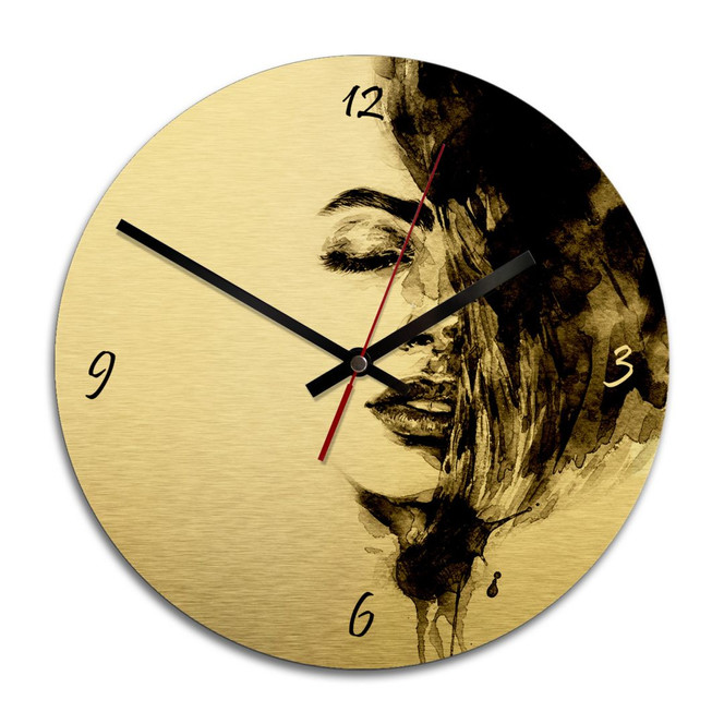 Wanduhr Alu-Dibond-Goldeffekt - Sleeping Beauty - Ø 28cm - Bild 1