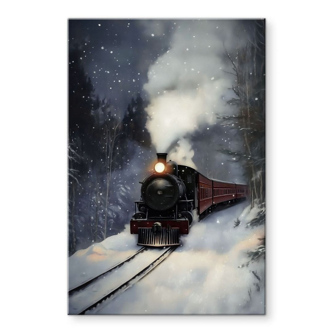 Acrylglasbild Dampflok im verschneiten Wald - Melloi Art Prints
