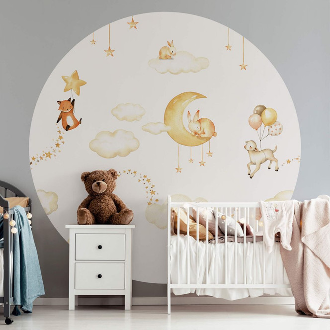 Fototapete Oliver Robins - Süsse Träume weiss - Rund - Selbstklebend/Vlies