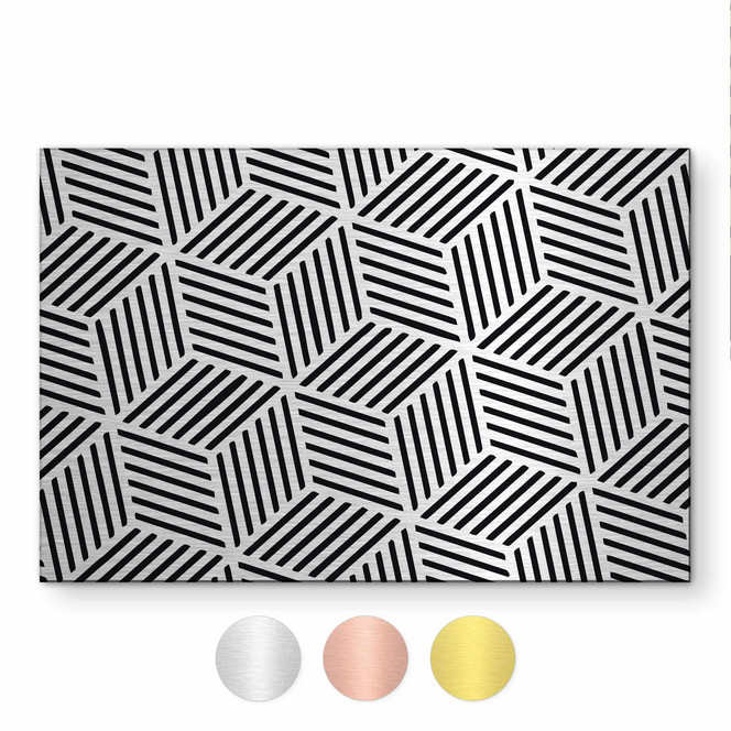 Alu-Dibond gebürstet mit Gold-, Silber- & Kupfereffekt - Geometrisches Linienmuster