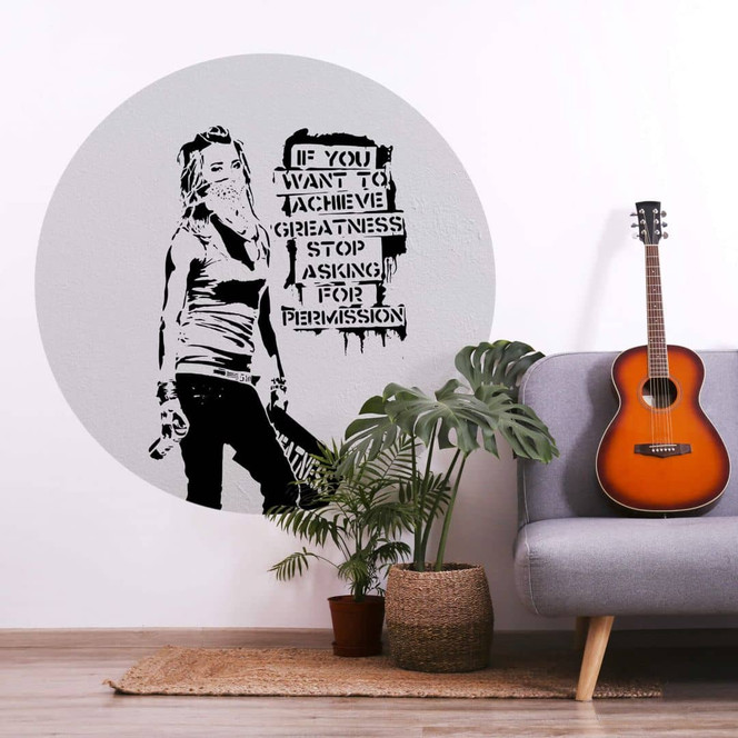 Fototapete Banksy - Achieve Greatness - Rund - Selbstklebend/Vlies