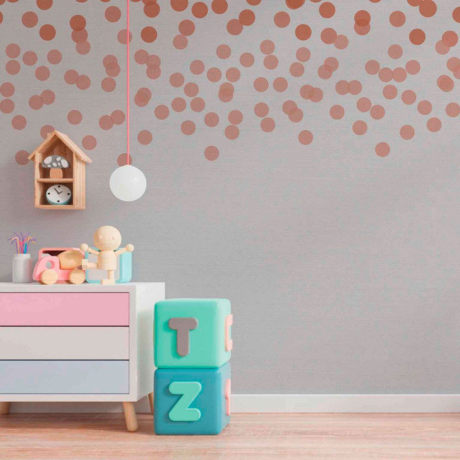 Fototapete Design FallingDots2 in grau rot - Vliestapete Designwalls 2 - 2.55x3.5 m