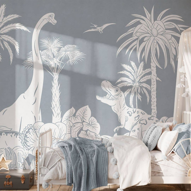 Fototapete Im Land der Dinosaurier - Blau - Kikki Belle