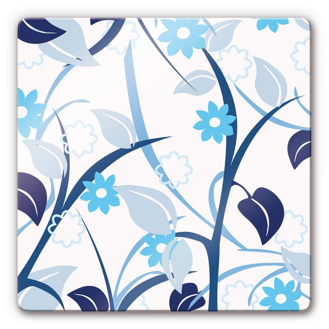 Glasbild Blumengarten blau
