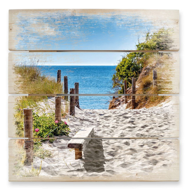 Holzbild Küstenblick - 40 x 41.5 cm